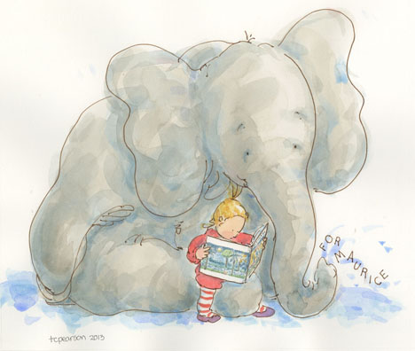 Elephant and Gracie reading Where the Wild Things Are for the Sendak Memorial Auction ABFFE 2013