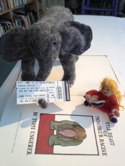 Elephant and Gracie read Tomi Ungerer